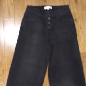 Harper Heritage Jeans, Black, wide leg, cuffed and cropped, size 25